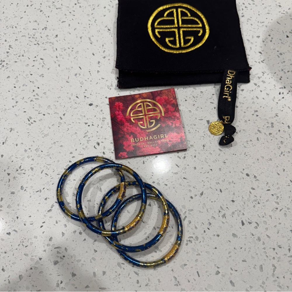 BuDhaGirl Blue and Gold Bangle Set